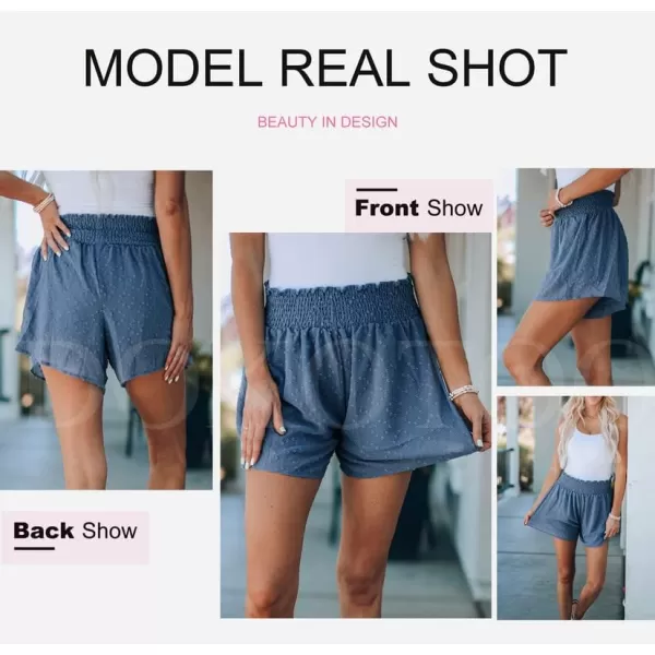 Dokotoo Womens 2023 Casual Summer Ruffle Elastic High Waisted Smocked Shorts Pants