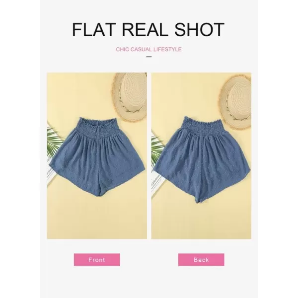 Dokotoo Womens 2023 Casual Summer Ruffle Elastic High Waisted Smocked Shorts Pants