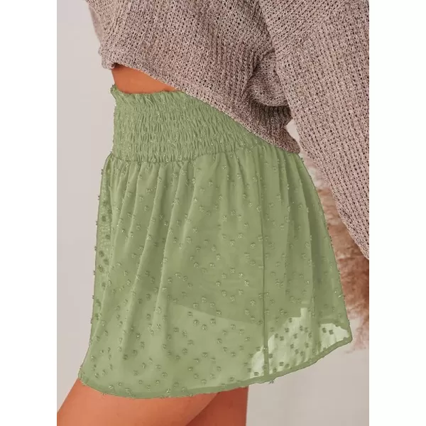 Dokotoo Womens 2023 Casual Summer Ruffle Elastic High Waisted Smocked Shorts Pants