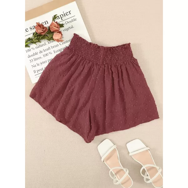 Dokotoo Womens 2023 Casual Summer Ruffle Elastic High Waisted Smocked Shorts Pants
