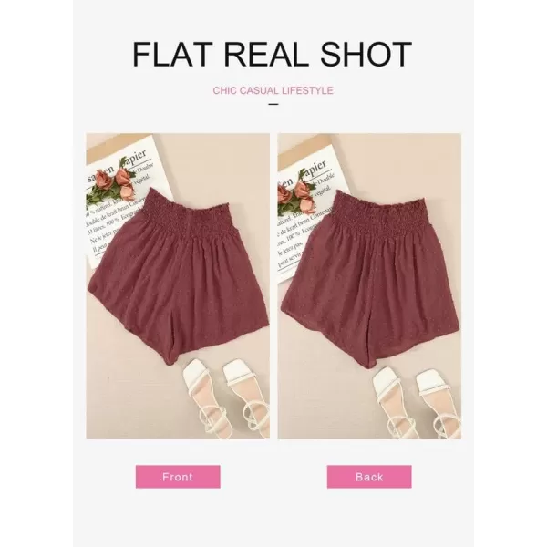 Dokotoo Womens 2023 Casual Summer Ruffle Elastic High Waisted Smocked Shorts Pants