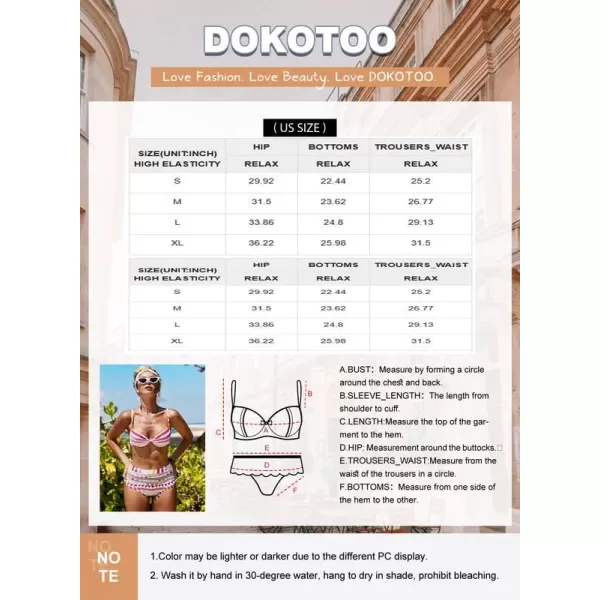Dokotoo Womens 2023 Cute Solid Bubble Sleeves High Waisted Two Piece Bikini Swimsuit