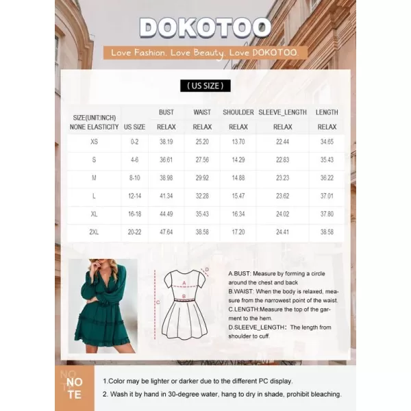 Dokotoo Womens 2023 Fall Deep V Neck Ruffle Long Sleeve Floral Print Mini Dress