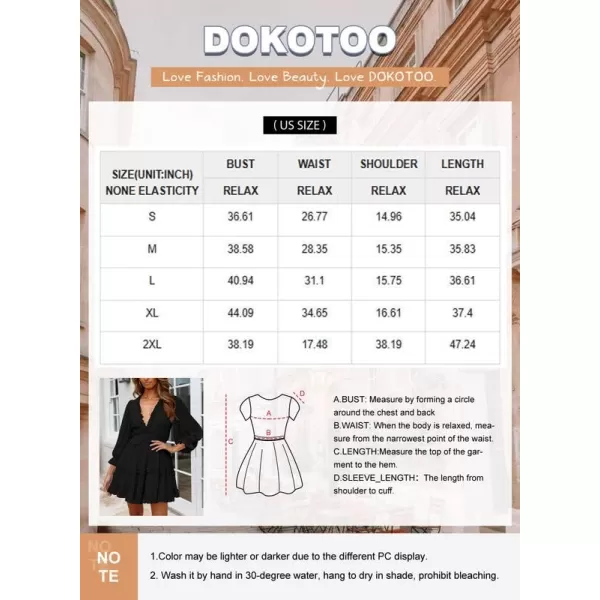 Dokotoo Womens 2023 Fall Deep V Neck Ruffle Long Sleeve Floral Print Mini Dress