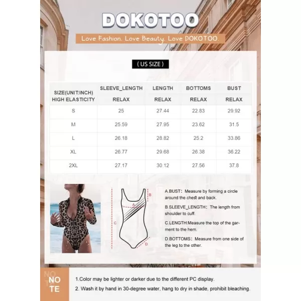 Dokotoo Women's 2023 Fashion Leopard Print Zip Front Long Sleeve One Piece Swimsuit Surfing Rash Guard