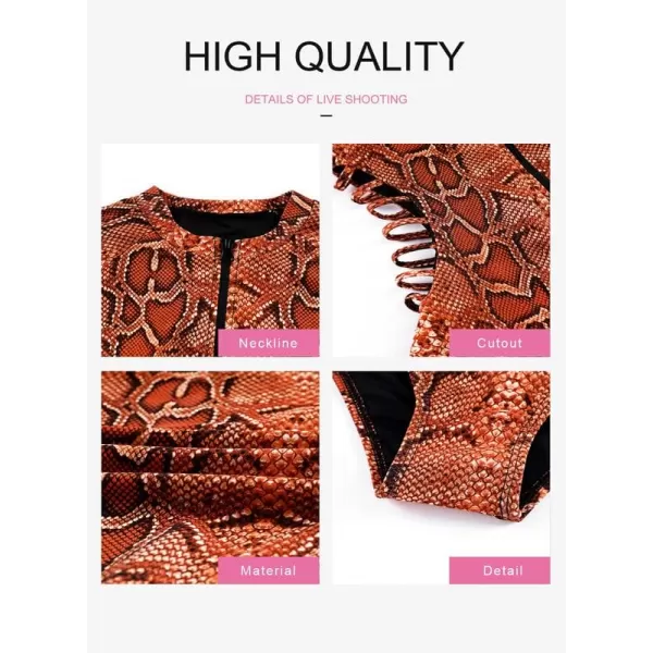 Dokotoo Women's 2023 Fashion Leopard Print Zip Front Long Sleeve One Piece Swimsuit Surfing Rash Guard