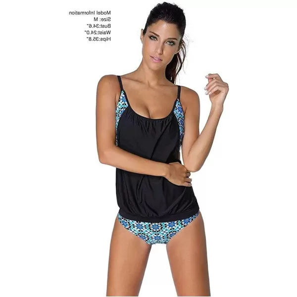 Dokotoo Womens 2023 Fashion Stripes Print Lined Up Double Up Tankini Sets Swimsuits Bathing Suit Swimwear 
