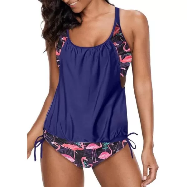 Dokotoo Womens 2023 Fashion Stripes Print Lined Up Double Up Tankini Sets Swimsuits Bathing Suit Swimwear 