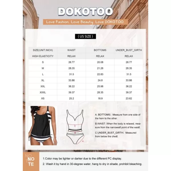 Dokotoo Womens 2023 Fashion Stripes Print Lined Up Double Up Tankini Sets Swimsuits Bathing Suit Swimwear 