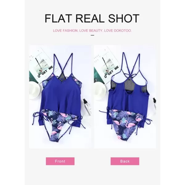Dokotoo Womens 2023 Fashion Stripes Print Lined Up Double Up Tankini Sets Swimsuits Bathing Suit Swimwear 