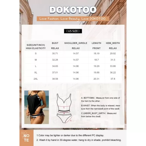 Dokotoo Womens 2023 Fashion Stripes Print Lined Up Double Up Tankini Sets Swimsuits Bathing Suit Swimwear 