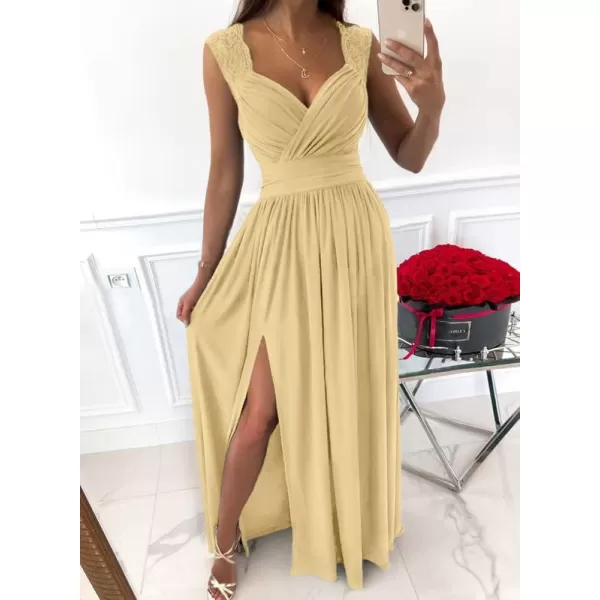 Dokotoo Womens 2023 Formal Dresses Wrap V-Neck Ruched Sexy Bridesmaid Wedding Guest Maxi Dresses