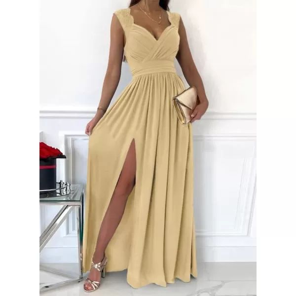Dokotoo Womens 2023 Formal Dresses Wrap V-Neck Ruched Sexy Bridesmaid Wedding Guest Maxi Dresses
