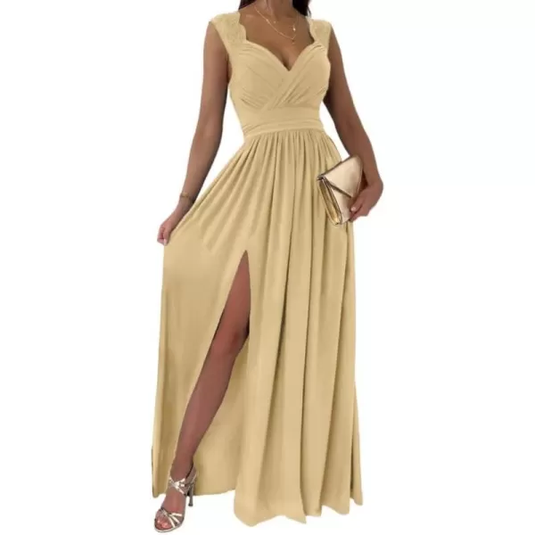 Dokotoo Womens 2023 Formal Dresses Wrap V-Neck Ruched Sexy Bridesmaid Wedding Guest Maxi Dresses