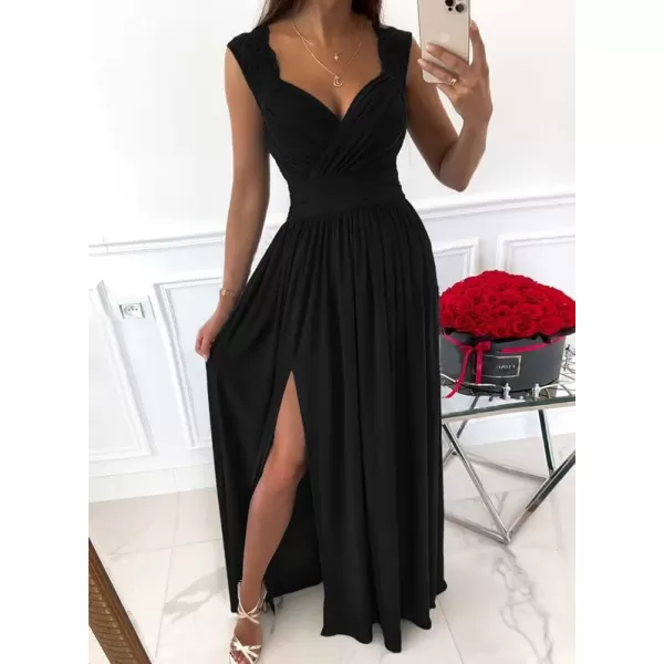 Dokotoo Womens 2023 Formal Dresses Wrap V-Neck Ruched Sexy Bridesmaid Wedding Guest Maxi Dresses