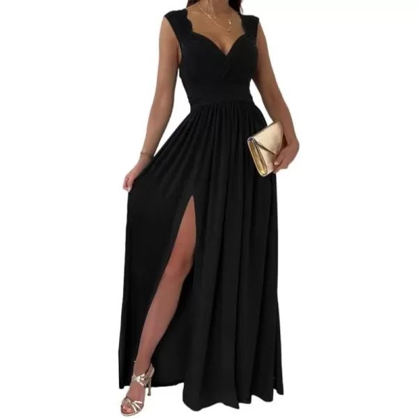 Dokotoo Womens 2023 Formal Dresses Wrap V-Neck Ruched Sexy Bridesmaid Wedding Guest Maxi Dresses