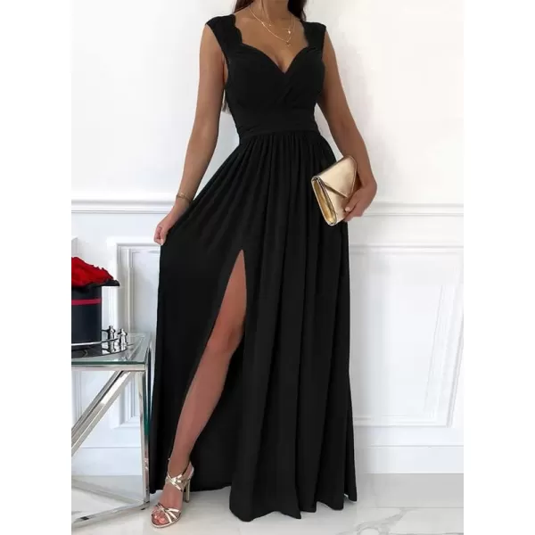 Dokotoo Womens 2023 Formal Dresses Wrap V-Neck Ruched Sexy Bridesmaid Wedding Guest Maxi Dresses