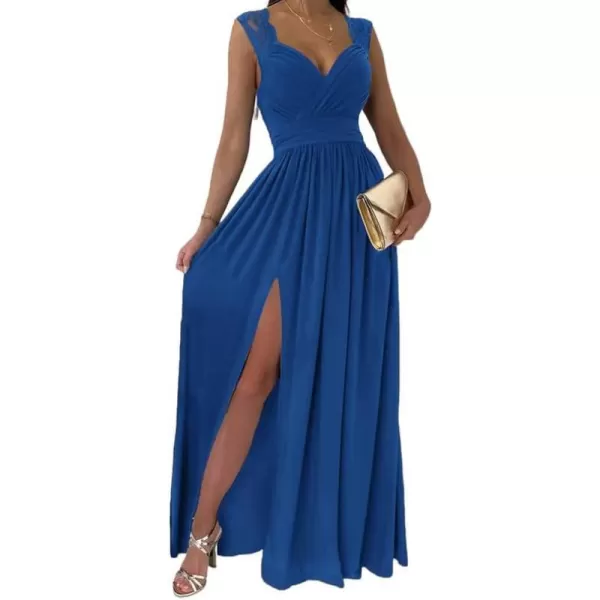 Dokotoo Womens 2023 Formal Dresses Wrap V-Neck Ruched Sexy Bridesmaid Wedding Guest Maxi Dresses