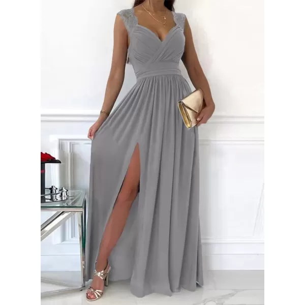 Dokotoo Womens 2023 Formal Dresses Wrap V-Neck Ruched Sexy Bridesmaid Wedding Guest Maxi Dresses