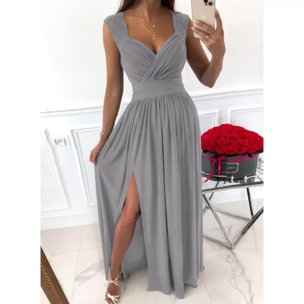 Dokotoo Womens 2023 Formal Dresses Wrap V-Neck Ruched Sexy Bridesmaid Wedding Guest Maxi Dresses