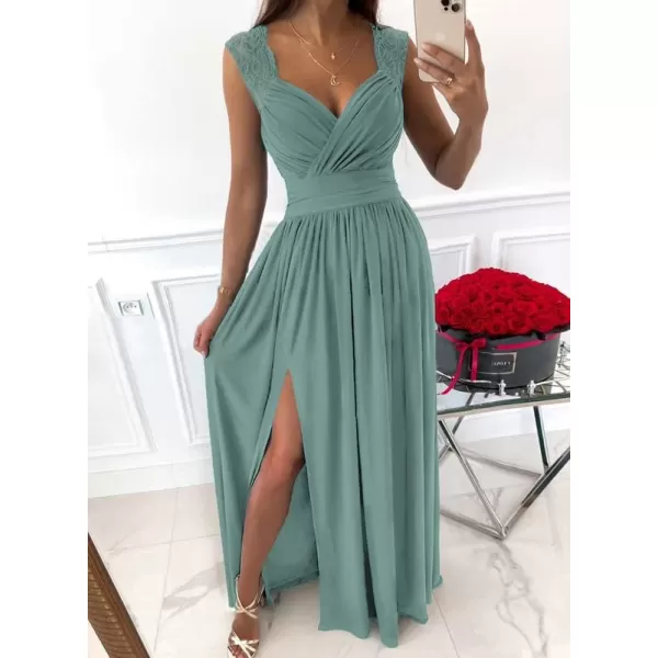 Dokotoo Womens 2023 Formal Dresses Wrap V-Neck Ruched Sexy Bridesmaid Wedding Guest Maxi Dresses