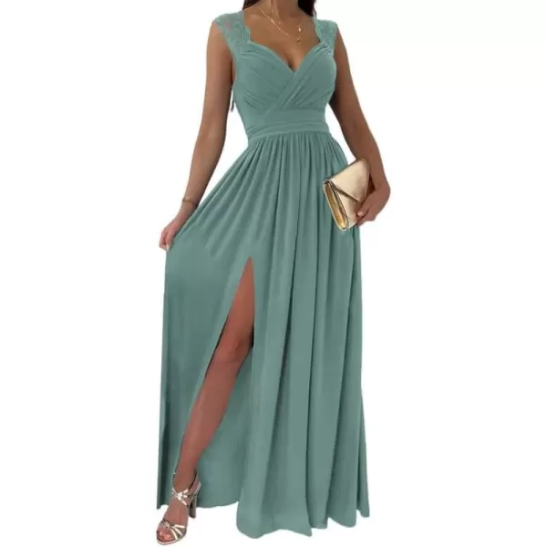 Dokotoo Womens 2023 Formal Dresses Wrap V-Neck Ruched Sexy Bridesmaid Wedding Guest Maxi Dresses