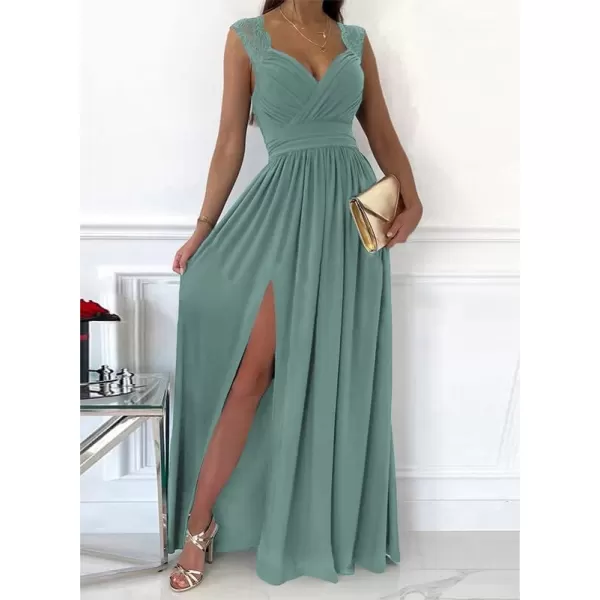 Dokotoo Womens 2023 Formal Dresses Wrap V-Neck Ruched Sexy Bridesmaid Wedding Guest Maxi Dresses