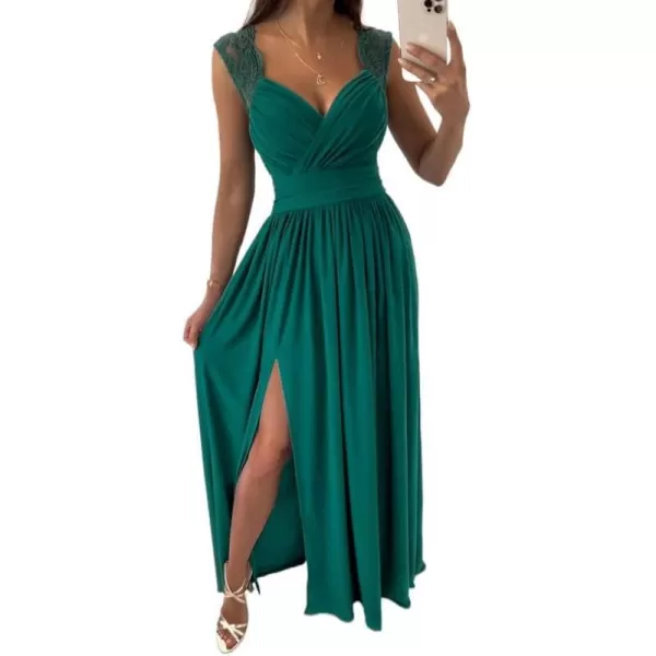 Dokotoo Womens 2023 Formal Dresses Wrap V-Neck Ruched Sexy Bridesmaid Wedding Guest Maxi Dresses