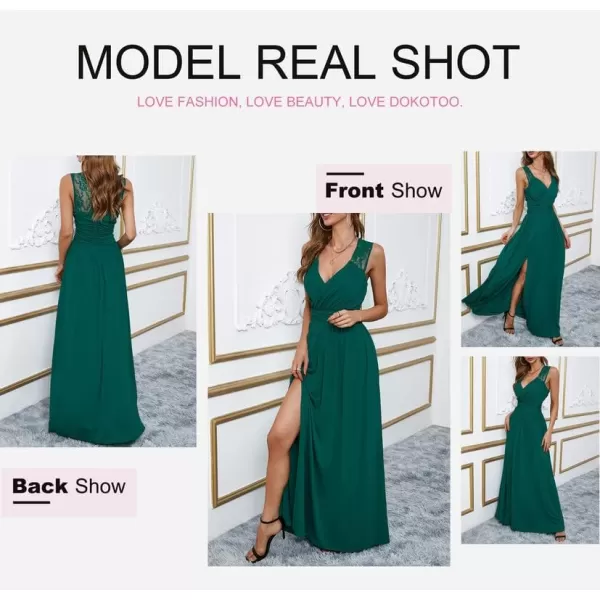 Dokotoo Womens 2023 Formal Dresses Wrap V-Neck Ruched Sexy Bridesmaid Wedding Guest Maxi Dresses