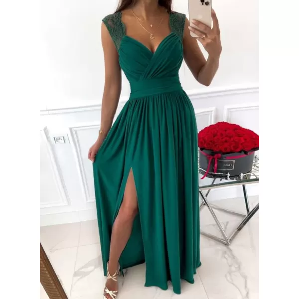 Dokotoo Womens 2023 Formal Dresses Wrap V-Neck Ruched Sexy Bridesmaid Wedding Guest Maxi Dresses