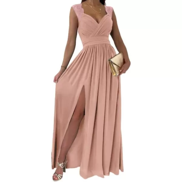 Dokotoo Womens 2023 Formal Dresses Wrap V-Neck Ruched Sexy Bridesmaid Wedding Guest Maxi Dresses