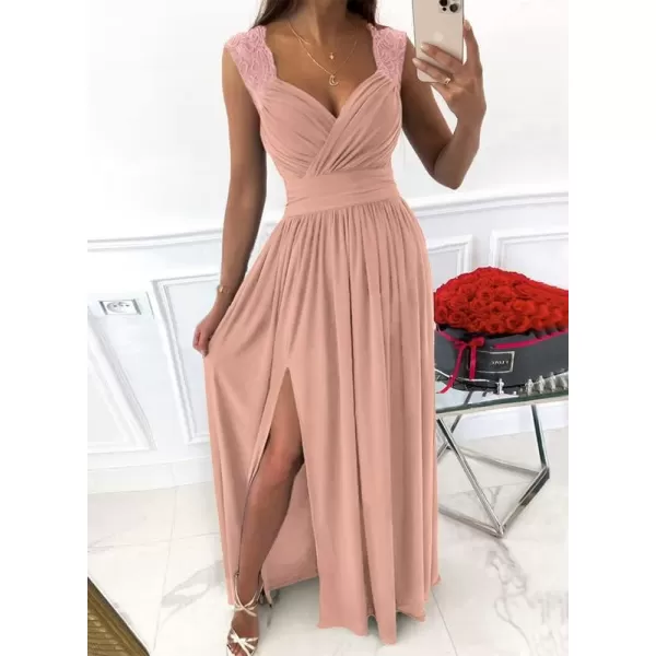 Dokotoo Womens 2023 Formal Dresses Wrap V-Neck Ruched Sexy Bridesmaid Wedding Guest Maxi Dresses