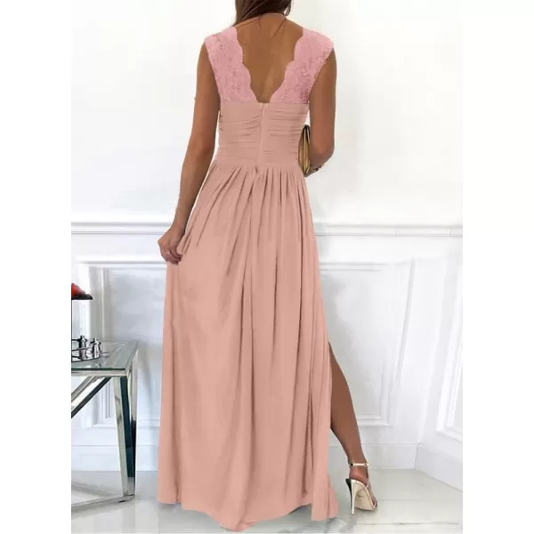 Dokotoo Womens 2023 Formal Dresses Wrap V-Neck Ruched Sexy Bridesmaid Wedding Guest Maxi Dresses