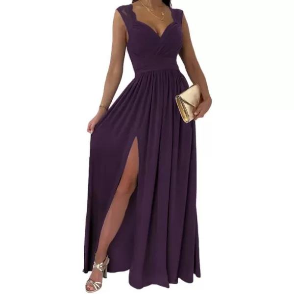 Dokotoo Womens 2023 Formal Dresses Wrap V-Neck Ruched Sexy Bridesmaid Wedding Guest Maxi Dresses