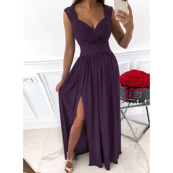 Dokotoo Womens 2023 Formal Dresses Wrap V-Neck Ruched Sexy Bridesmaid Wedding Guest Maxi Dresses