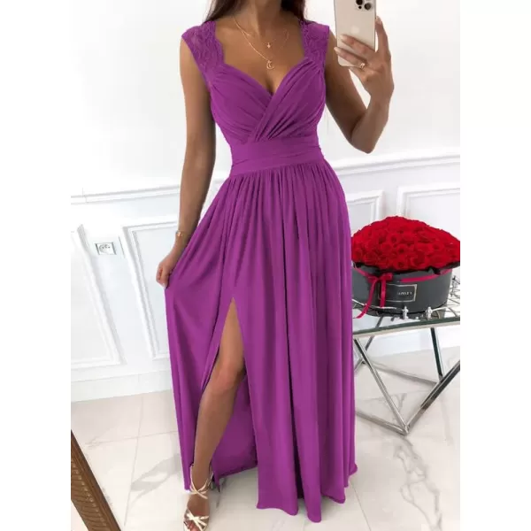 Dokotoo Womens 2023 Formal Dresses Wrap V-Neck Ruched Sexy Bridesmaid Wedding Guest Maxi Dresses