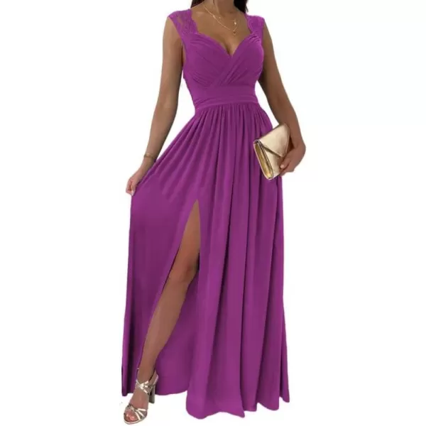 Dokotoo Womens 2023 Formal Dresses Wrap V-Neck Ruched Sexy Bridesmaid Wedding Guest Maxi Dresses