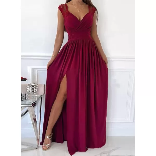 Dokotoo Womens 2023 Formal Dresses Wrap V-Neck Ruched Sexy Bridesmaid Wedding Guest Maxi Dresses