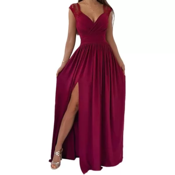Dokotoo Womens 2023 Formal Dresses Wrap V-Neck Ruched Sexy Bridesmaid Wedding Guest Maxi Dresses