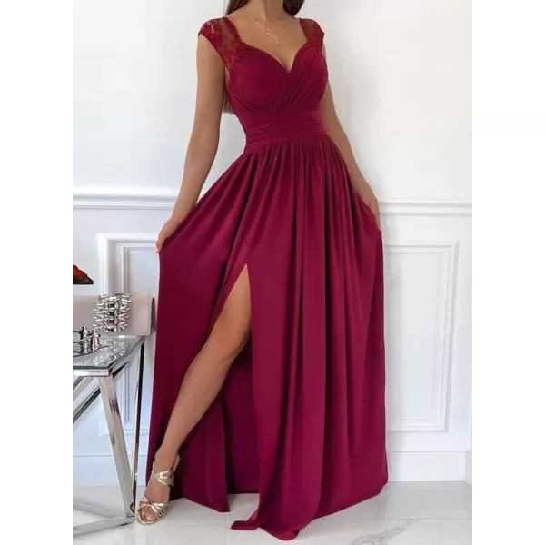 Dokotoo Womens 2023 Formal Dresses Wrap V-Neck Ruched Sexy Bridesmaid Wedding Guest Maxi Dresses