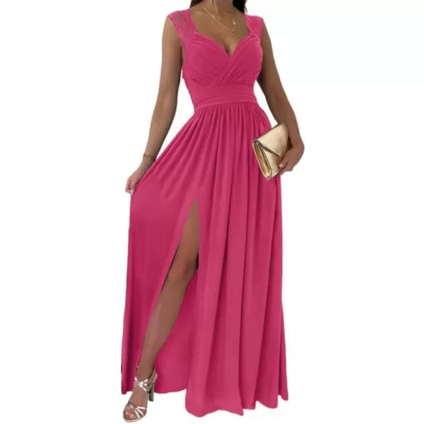 Dokotoo Womens 2023 Formal Dresses Wrap V-Neck Ruched Sexy Bridesmaid Wedding Guest Maxi Dresses