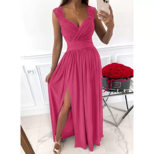 Dokotoo Womens 2023 Formal Dresses Wrap V-Neck Ruched Sexy Bridesmaid Wedding Guest Maxi Dresses