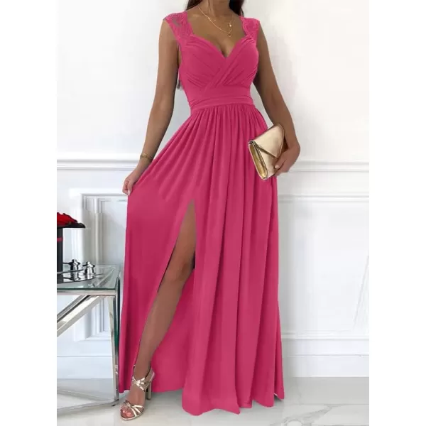 Dokotoo Womens 2023 Formal Dresses Wrap V-Neck Ruched Sexy Bridesmaid Wedding Guest Maxi Dresses
