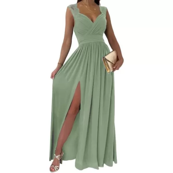 Dokotoo Womens 2023 Formal Dresses Wrap V-Neck Ruched Sexy Bridesmaid Wedding Guest Maxi Dresses
