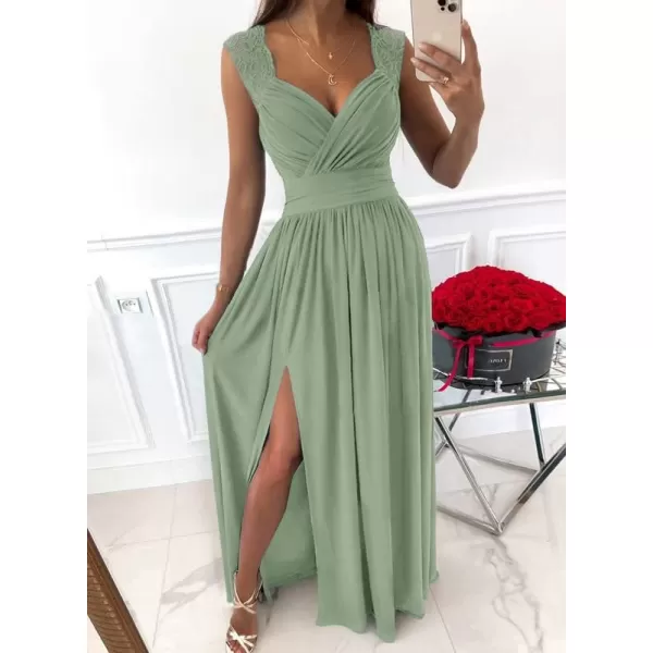 Dokotoo Womens 2023 Formal Dresses Wrap V-Neck Ruched Sexy Bridesmaid Wedding Guest Maxi Dresses