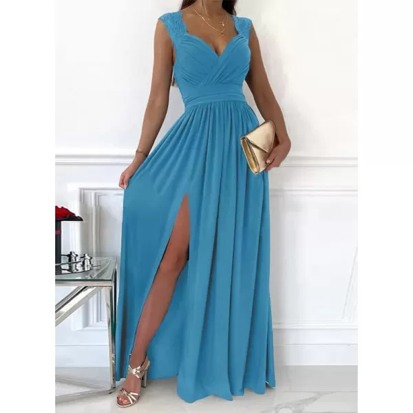 Dokotoo Womens 2023 Formal Dresses Wrap V-Neck Ruched Sexy Bridesmaid Wedding Guest Maxi Dresses