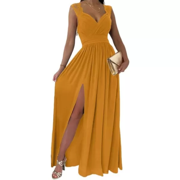 Dokotoo Womens 2023 Formal Dresses Wrap V-Neck Ruched Sexy Bridesmaid Wedding Guest Maxi Dresses