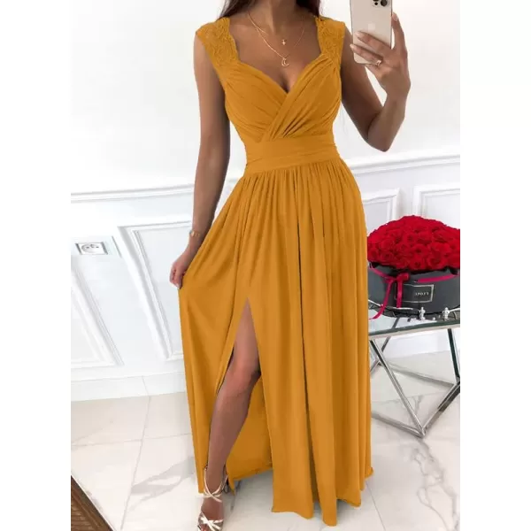 Dokotoo Womens 2023 Formal Dresses Wrap V-Neck Ruched Sexy Bridesmaid Wedding Guest Maxi Dresses