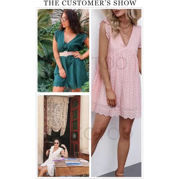 Dokotoo Womens 2023 Short Sleeve Split V Neck Ruffle Chiffon Elegant Mini Short Skirt Dresses