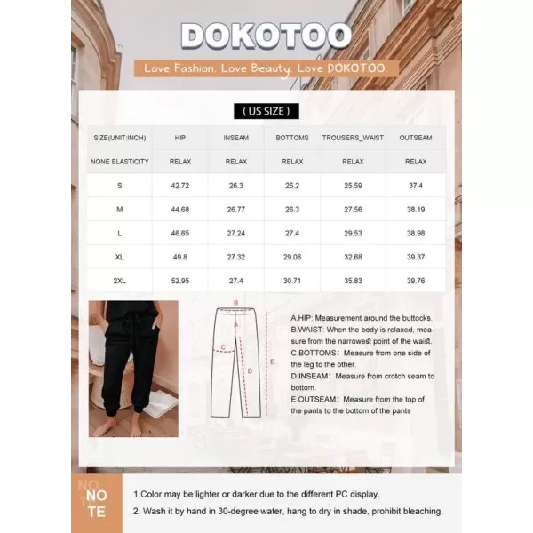 Dokotoo Womens 2023 Soft Casual Drawstring Tie Elastic Waist Loose Jogger Pants with Pockets